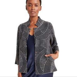Anthropologie Pietra Abstract Print Knit Jacket Black & White